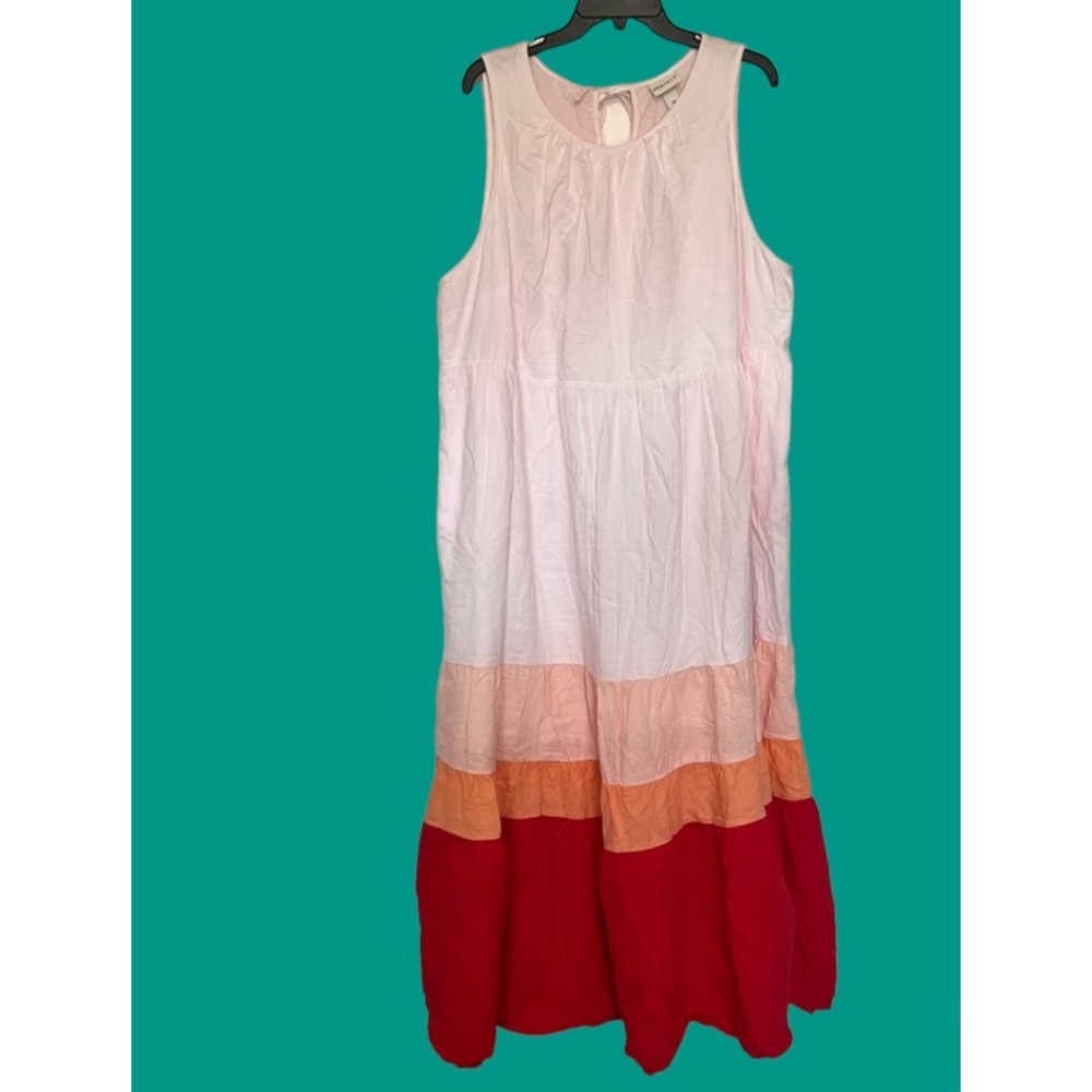 Ava & Viv color Block Maxi Dress Size 2X NWOT 🔴🟠🩷